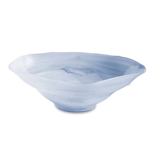 Glass Alabaster Wave Extra Large Bowl (Clear and Blue)