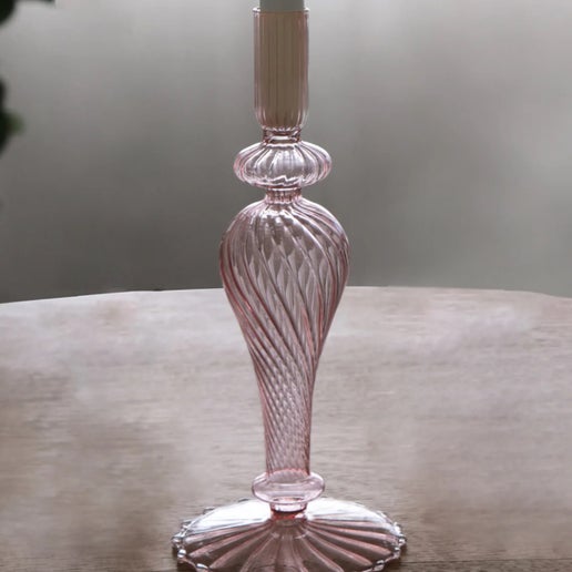 Glass Cambridge Ava 10" Candlestick Holder (Light Pink)