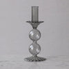 Glass Cambridge Lucille 2 Ball Candlestick Holder (Light Gray)