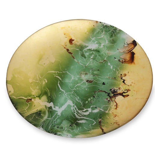 Glass New Orleans Large Round Painted Platter (Green & Gold)