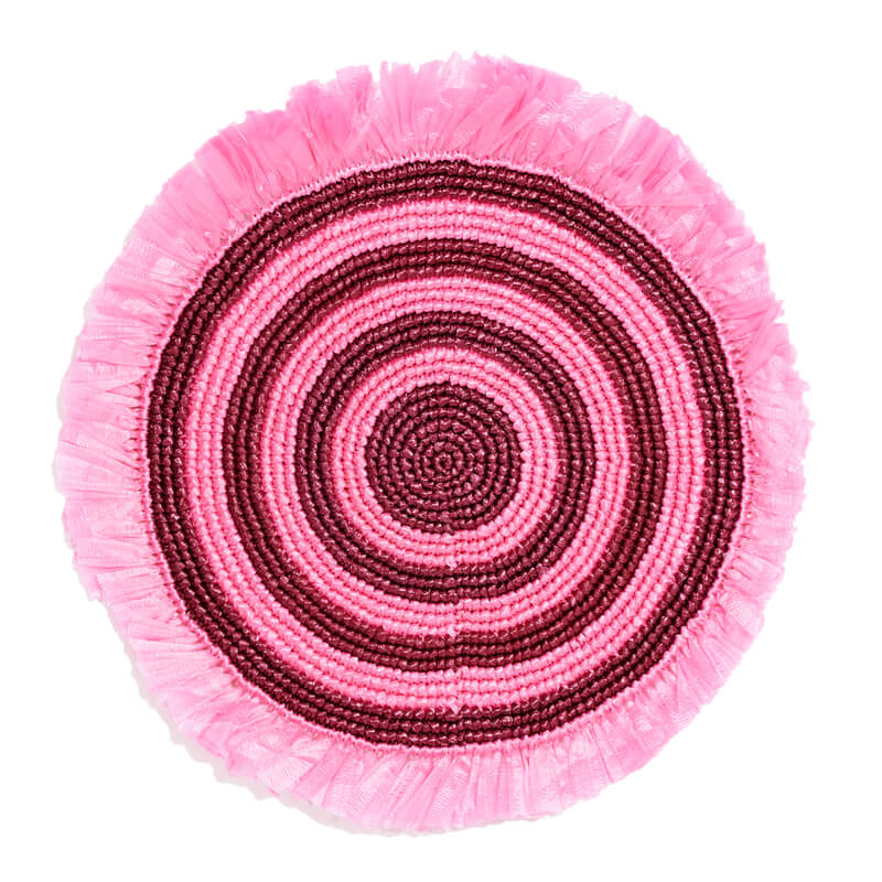 Pink and Maroon Woven Fringe Placemats