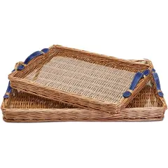 Natural Wicker Trays with Handles and Acrylic Insert