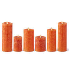 Luminara Flameless Orange Pillar Candle