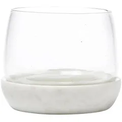 Glass Bowl on White Marble Base