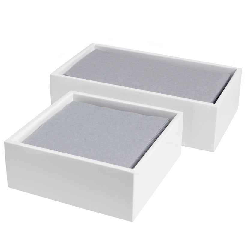 Annie Selke White Lacquer Napkin Holder - Cocktail