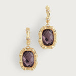 Anabel Aram Bamboo with Stone Drop Earrings -  Gemstone of Iridescent Amethyst