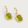 Anabel Aram Bamboo with Stone Drop Earrings - Gemstone of Iridescent Peridot