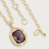 Anabel Aram Bamboo with Stone Pendant Necklace -  Gemstone of Iridescent Amethyst