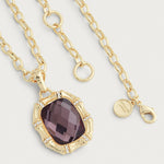 Anabel Aram Bamboo with Stone Pendant Necklace -  Gemstone of Iridescent Amethyst