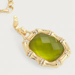 Anabel Aram Bamboo with Stone Pendant Necklace -  Gemstone of Iridescent Peridot