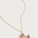 Anabel Aram Butterfly Pink Pave Necklace