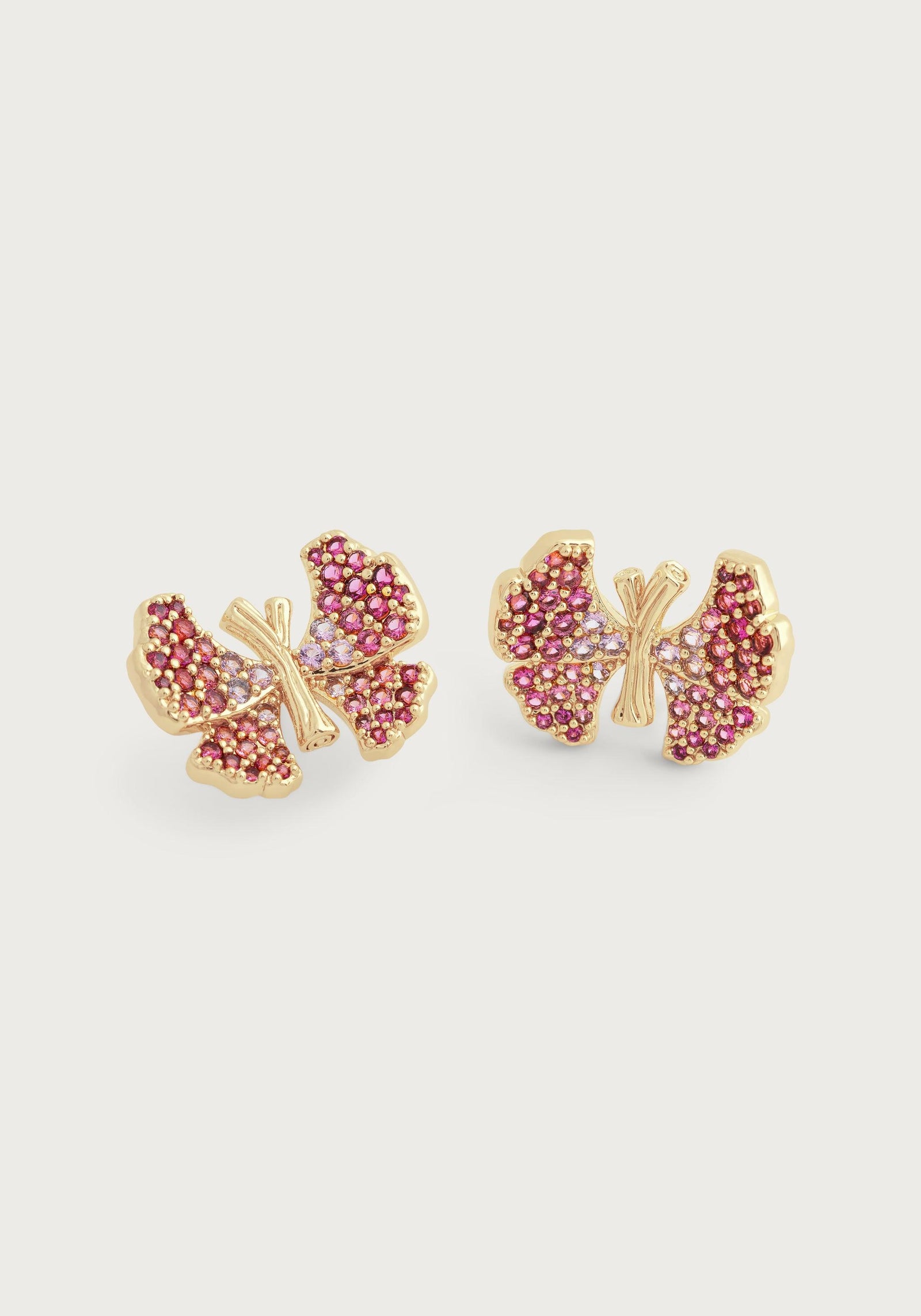 Anabel Aram Butterfly Pink Pave Stud Earrings