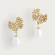 Anabel Aram Butterfly with Pearl Drop Earrings