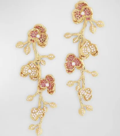 Anabel Aram Orchid Pink Pave Dangle Earrings