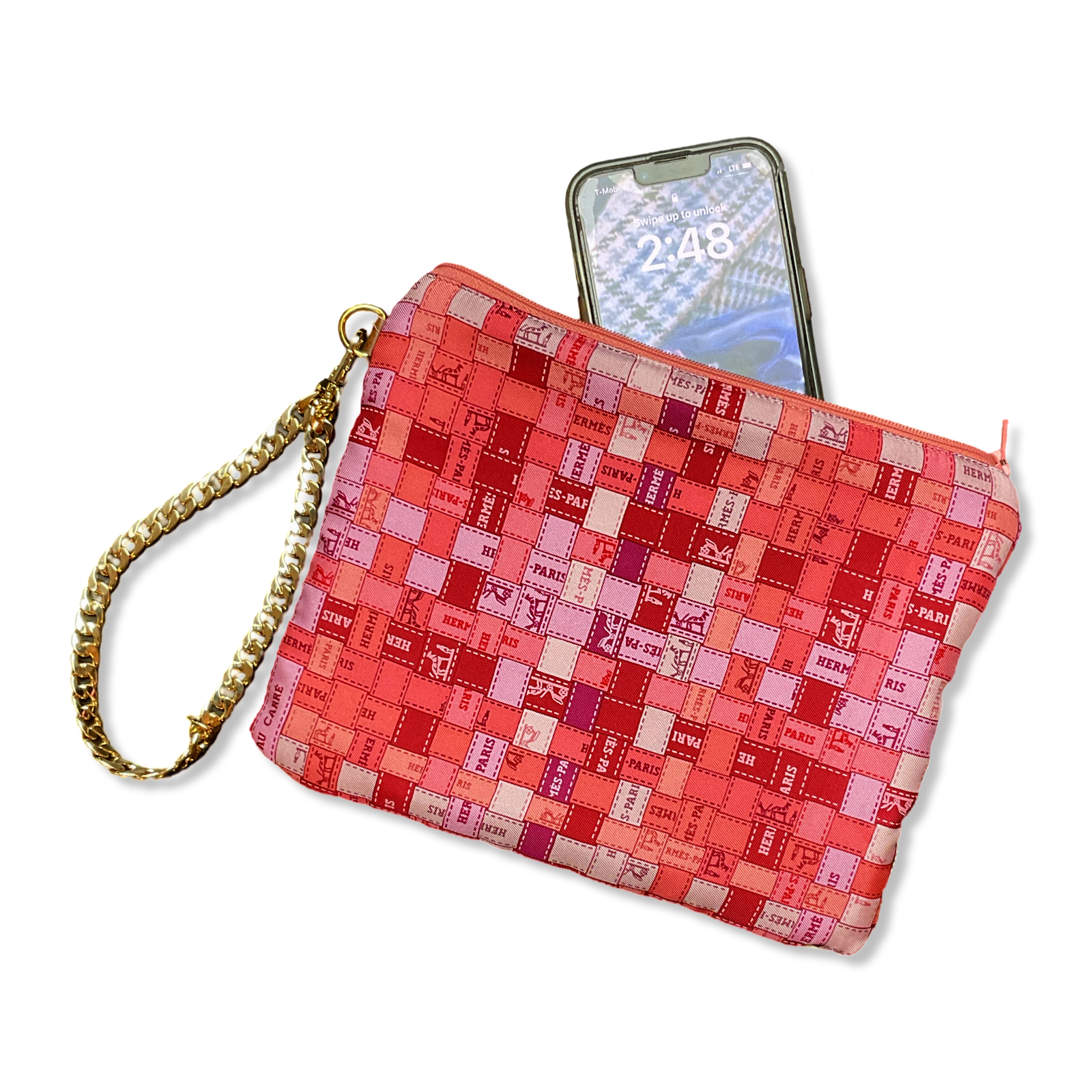 Vintage Silk Scarf Wristlet Bag