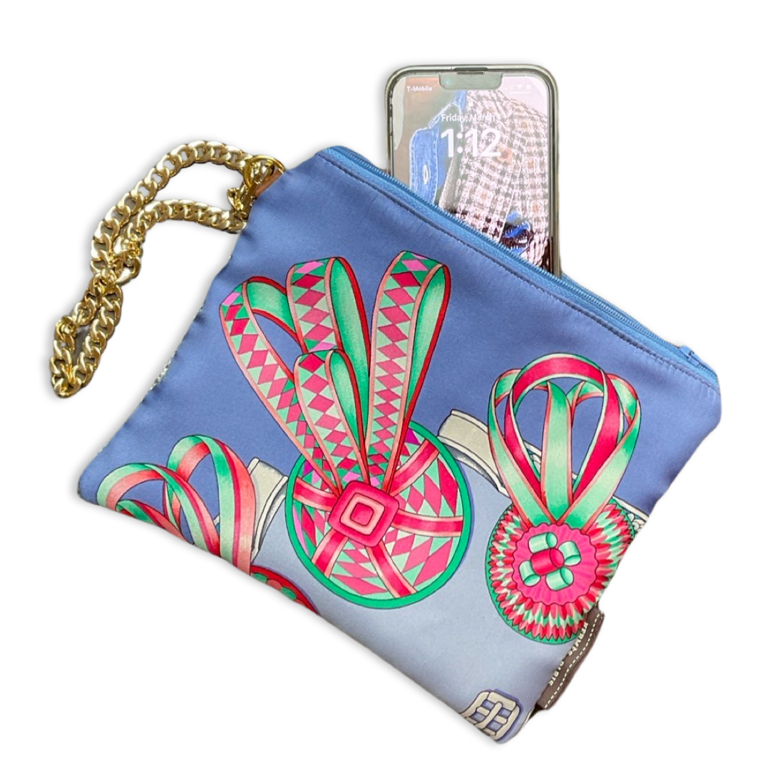 Vintage Silk Scarf Wristlet Bag