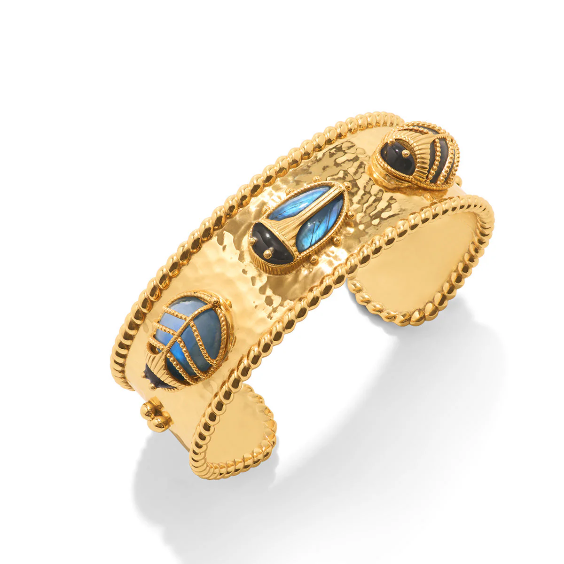 Capucine De Wulf Scarab Family Cuff Bracelet - Blue Laboradite/Black