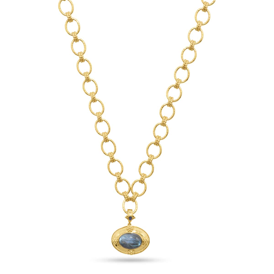 Cleopatra Pendant Necklace 16+2” - Blue Labradorite/Gold