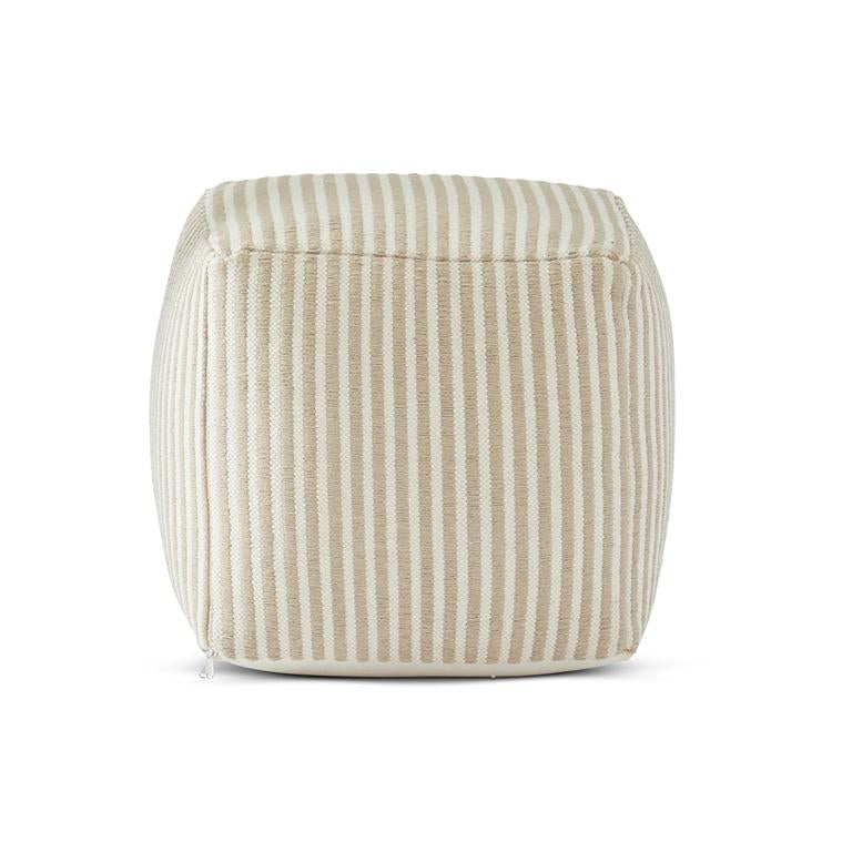 Jute and Cream Cotton Vertical Pouf 20 in