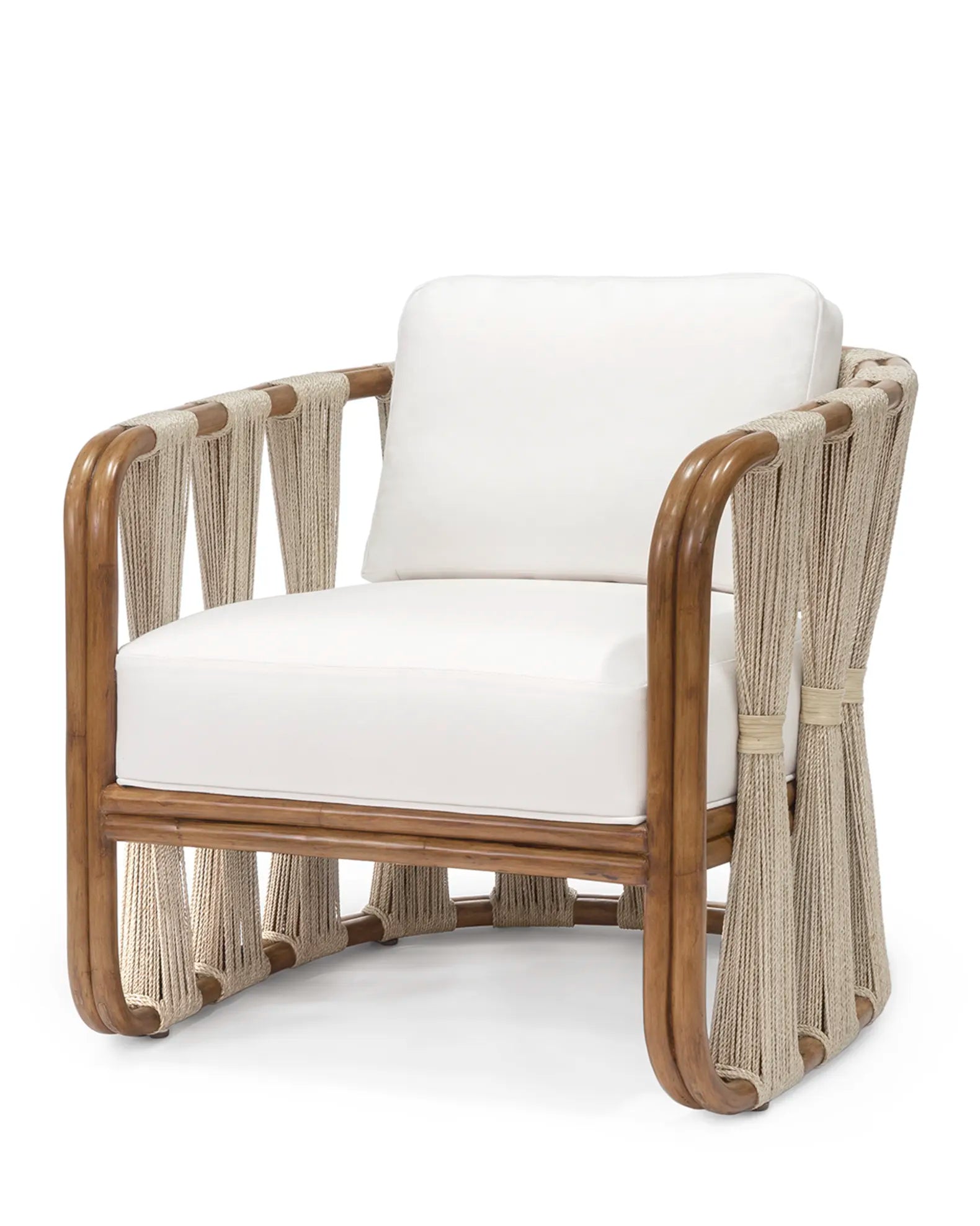 Palecek Strings Attached Lounge Chair w Ivory Cushion