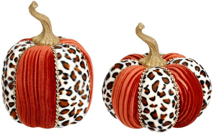 Mark Roberts Jeweled Pumpkin in Copper and Leopard Velvet - 9”