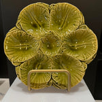 Anitique RARE Luneville French Majolica Green Oyster Plate