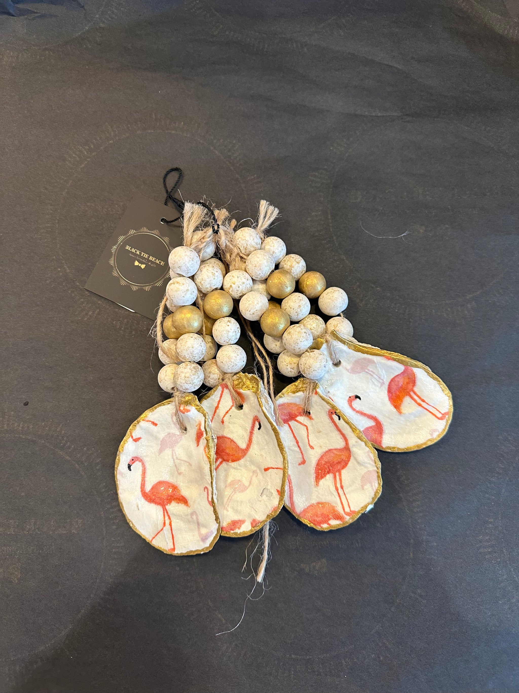 Flamingo Decoupage Oyster Napkin Rings