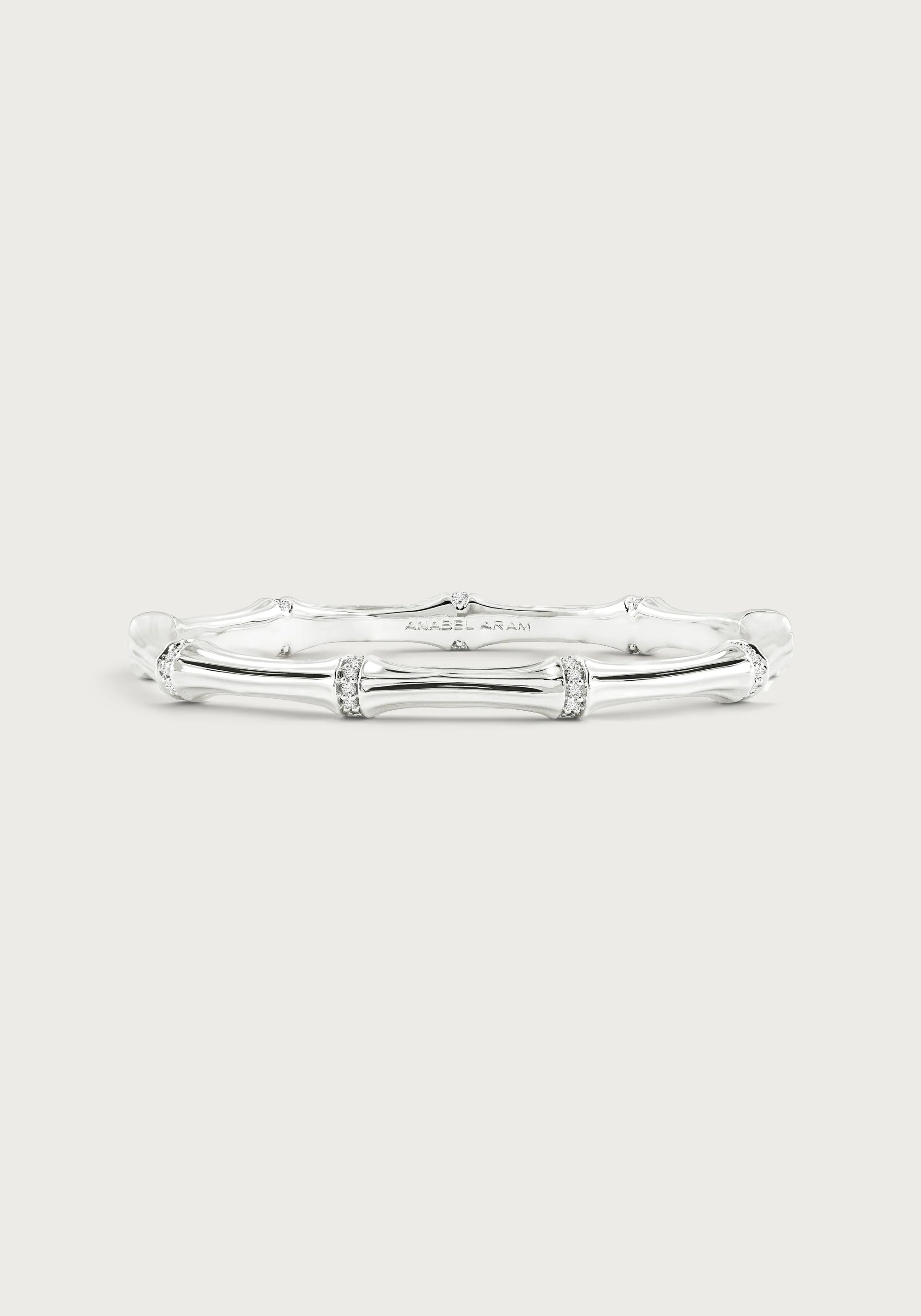 Anabel Aram Bamboo Hinged Bangle in Silver