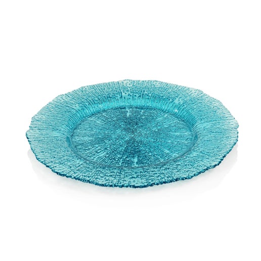 Kauai Aqua Blue Glass Charger Plate 12.75"