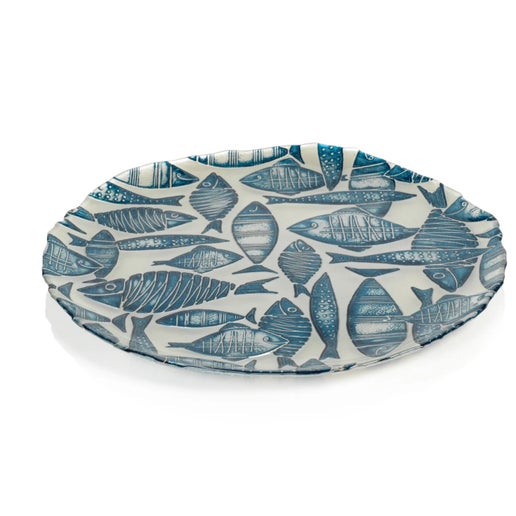 Kauai Blue & Silver Pearl Fish Platter