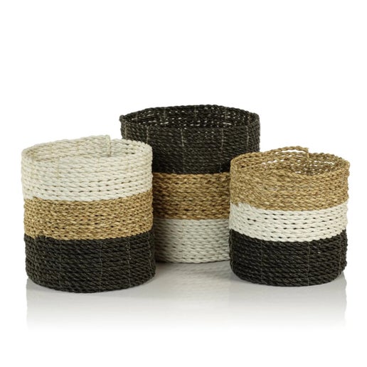 Montery Set of 3 Seagrass 3-Tone Baskets