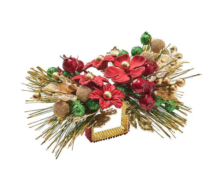 Kim Seybert Xmas Carol Napkin Ring in Red, Green & Gold