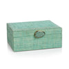 Raffia Palm Box with Stone Accent - Jade - Large