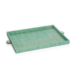 Raffia Palm Tray with Stone Accent - Jade - Large