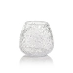 Scissor Cut Glass Vase / Candle Holder with Glass Chips - Clear