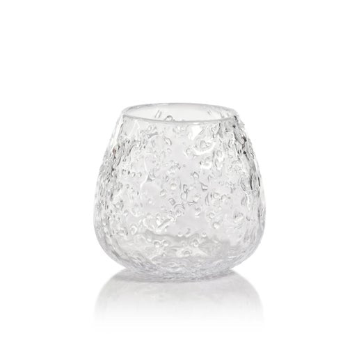 Scissor Cut Glass Vase / Candle Holder with Glass Chips - Clear