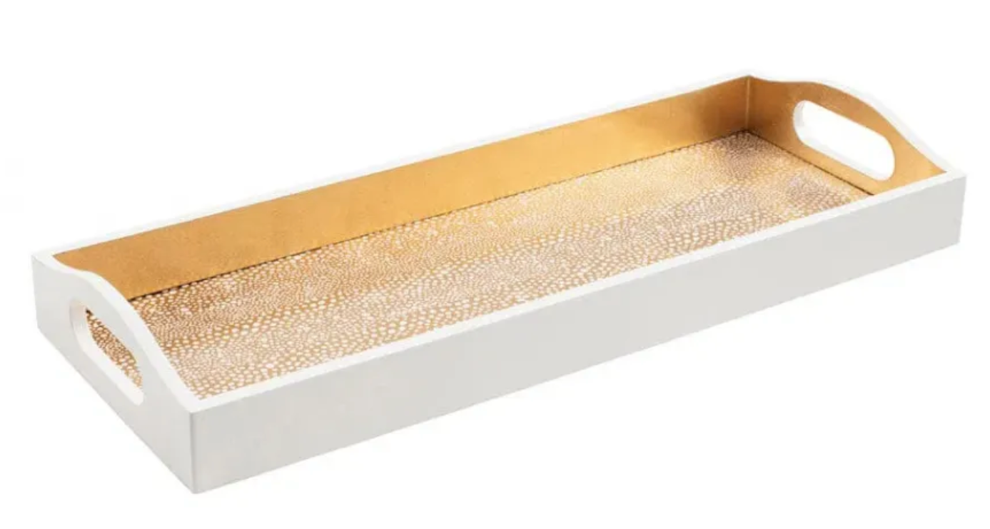 Caspari Pebble Gold Lacquer Bar Tray 8" x 20"