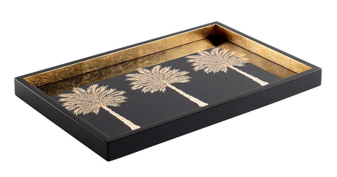 Grand Palms Lacquer Vanity Tray in Black