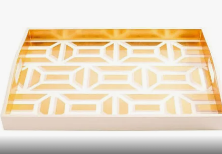 Caspari Garden Gate Lacquer Large Rectangle Tray