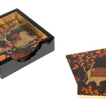 Caspari Le Jardin De Mysore by Pierre Frey Lacquer Coasters Set of 4 in Holder