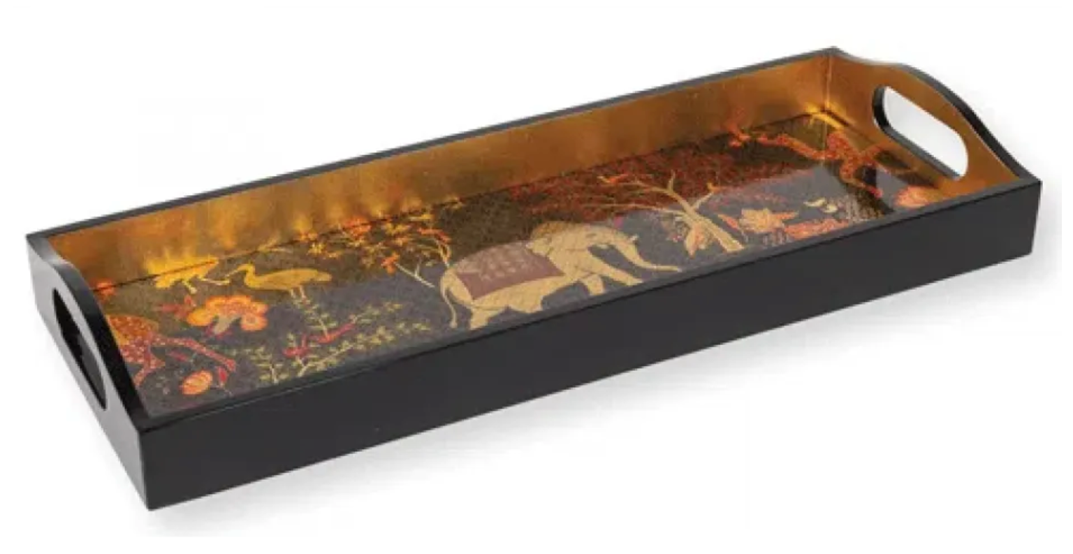 Caspari Le Jardin De Mysore by Pierre Frey Lacquer Bar Tray