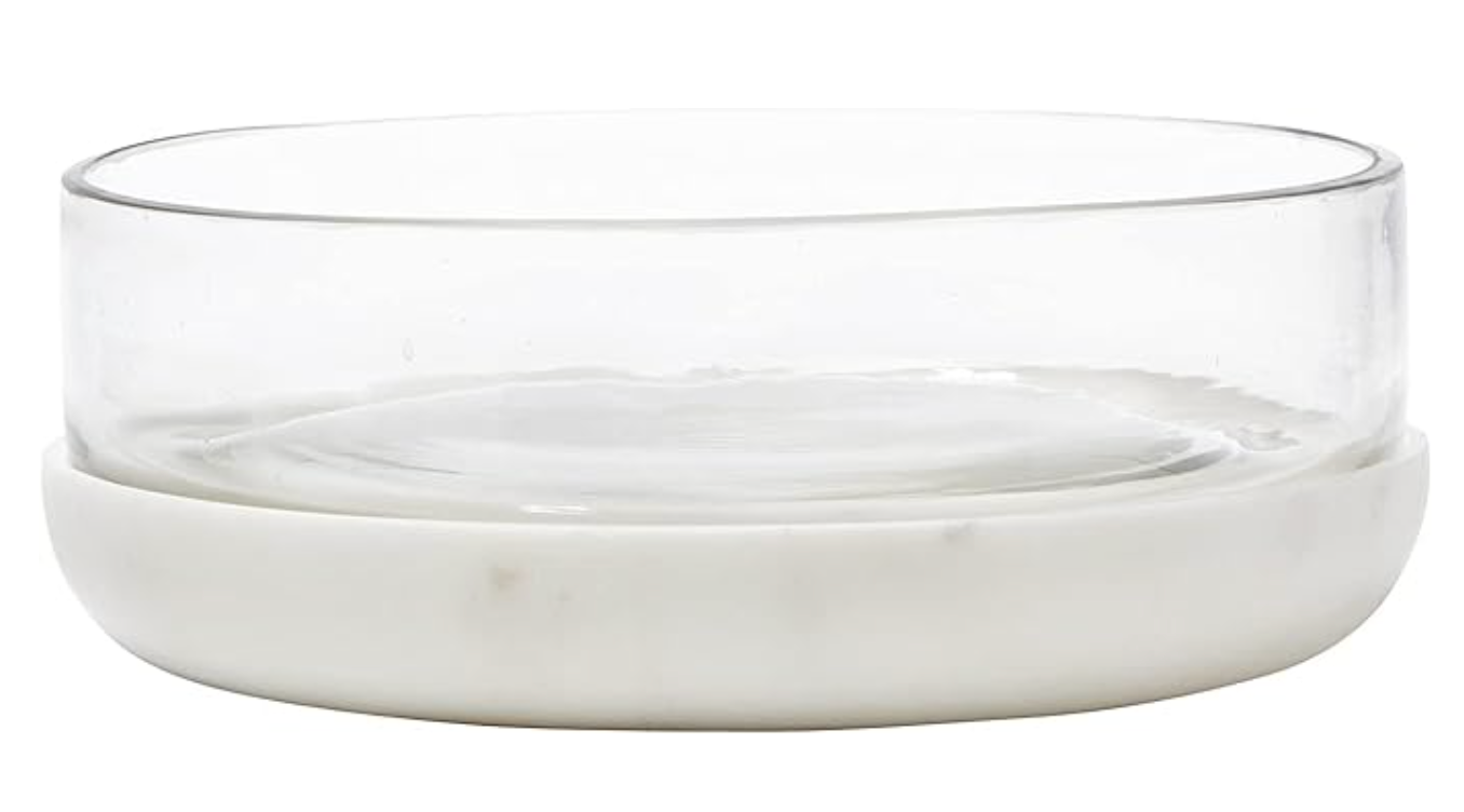 Marble and Glass Bowl, Large, White