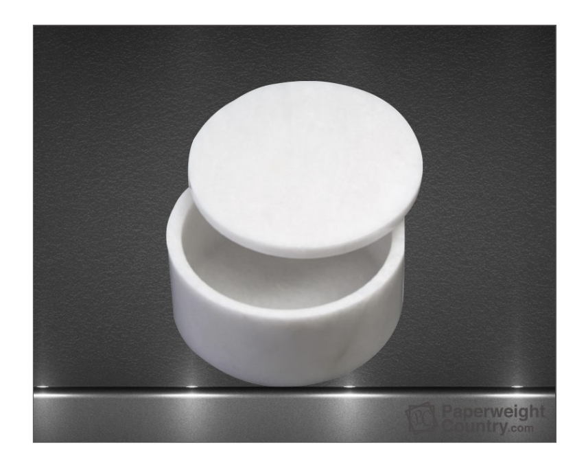 Marble Round Box with Lid 2X3 Inch