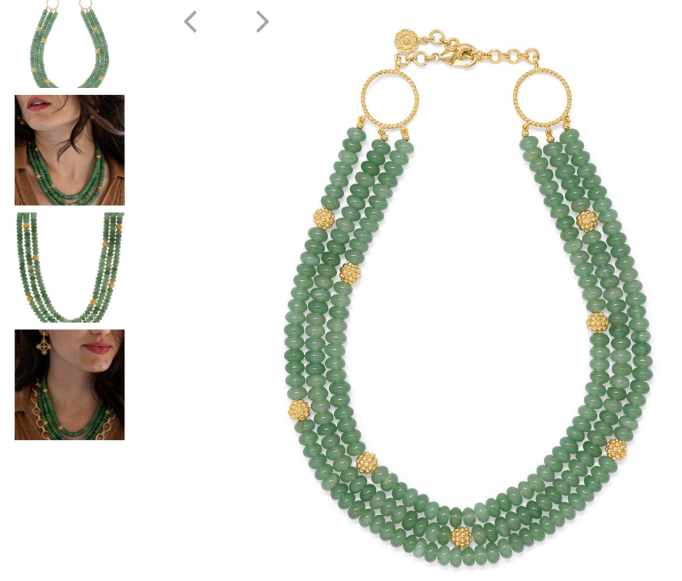 Berry & Bead Triple Strand Necklace in Meadow Jade