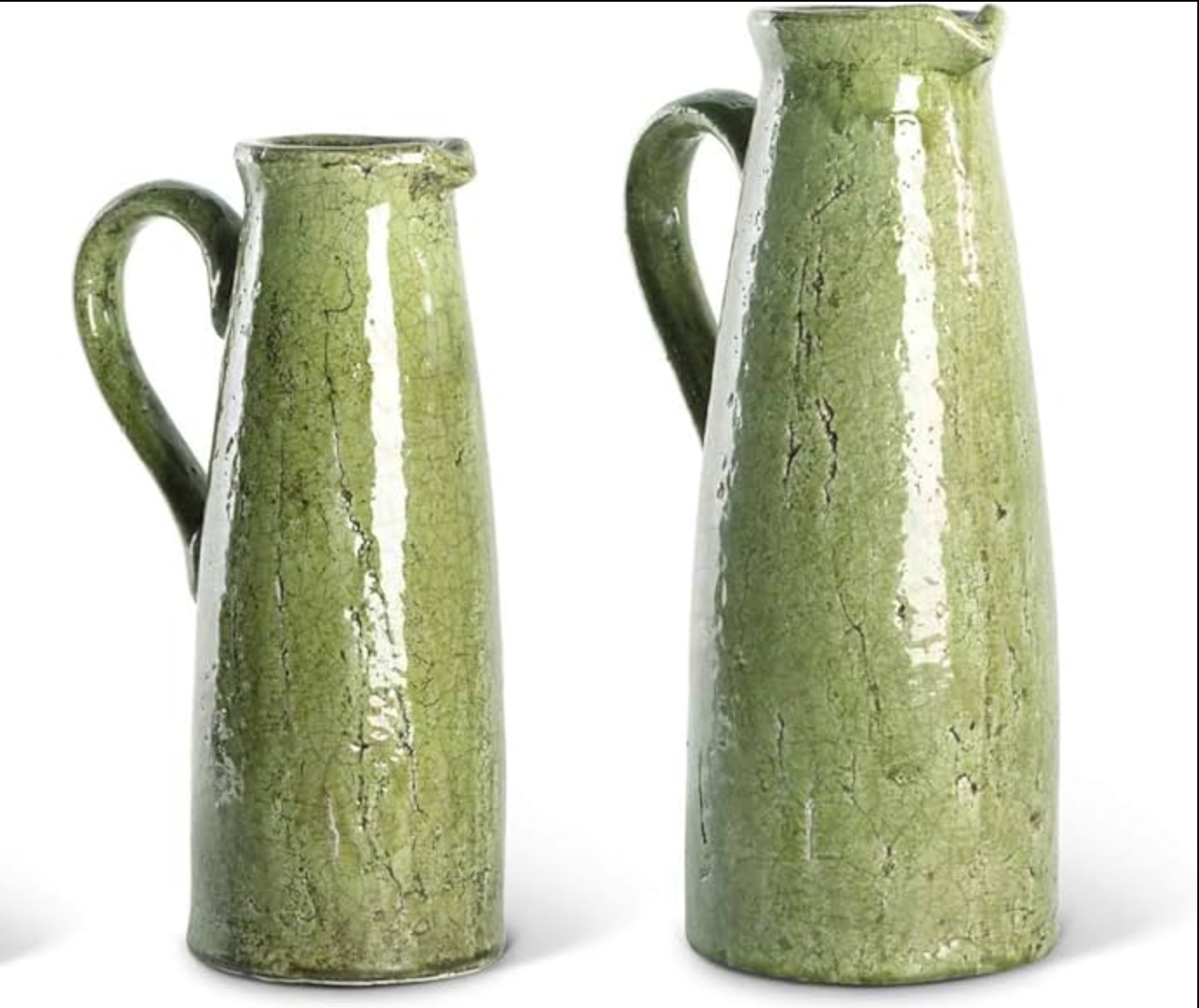 Ceramic Green Crackled Pitcher (Multiple Sizes)