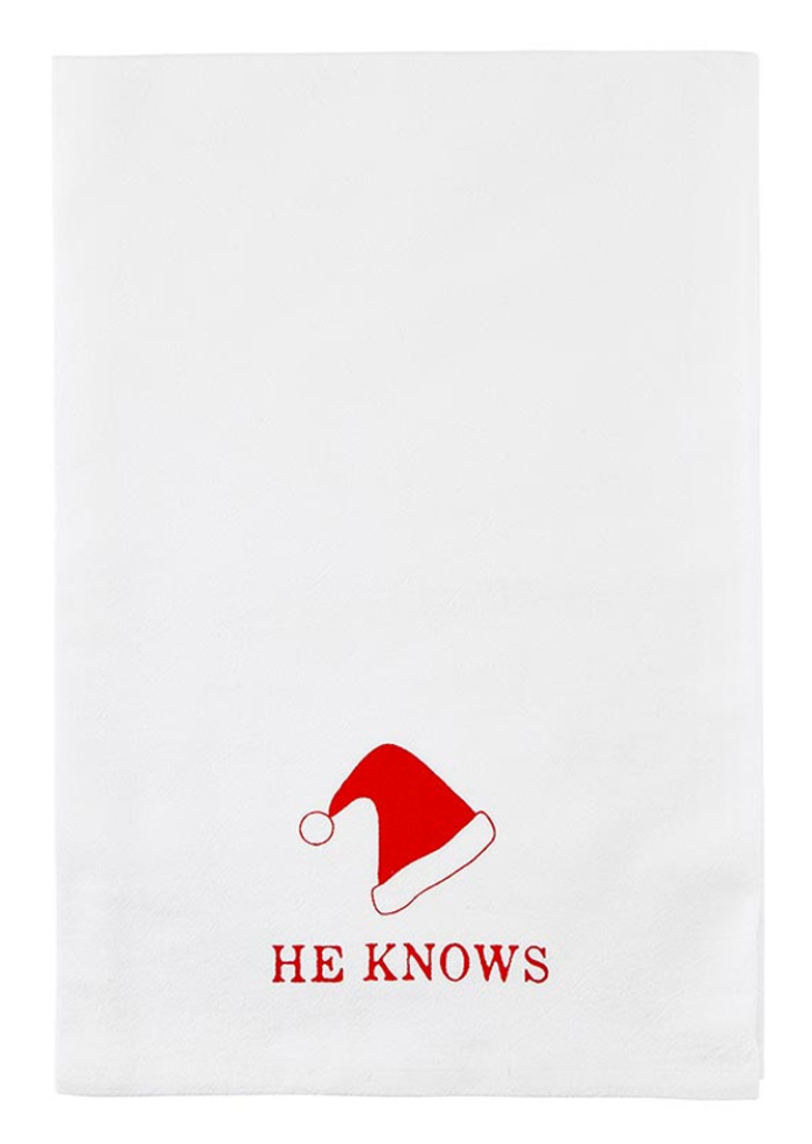 Holiday Tea Towel-He Knows