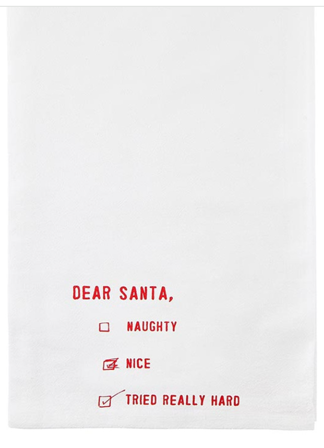 Holiday Tea Towel -Dear Santa Checklist