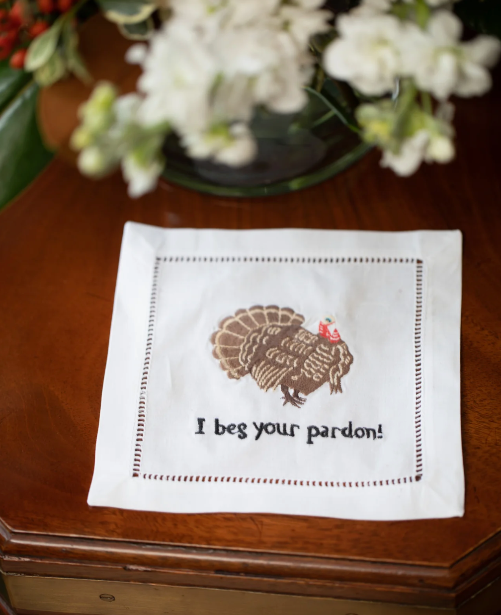 August Morgan Embroidered Napkins (Set of 4 in multiple Designs)