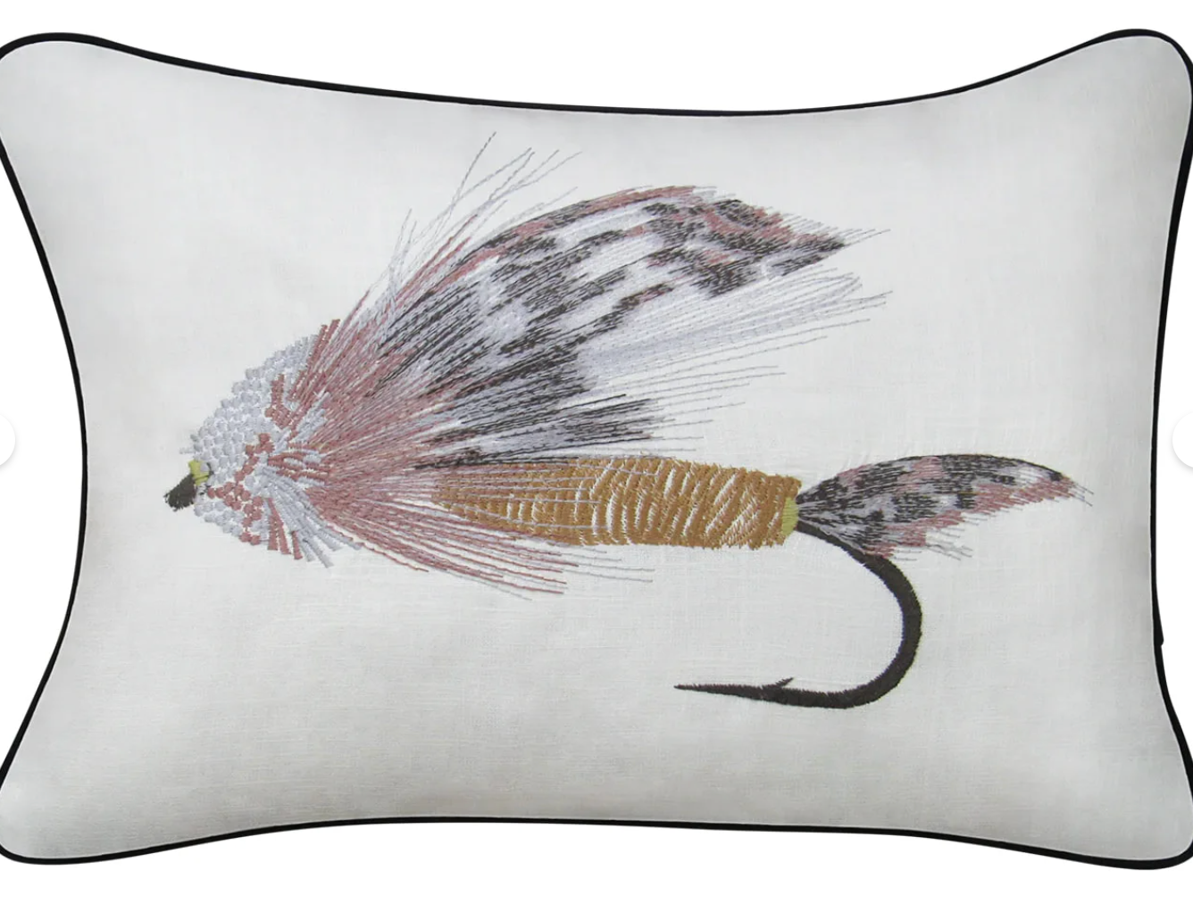 Embroidered Fly Pillow Cover