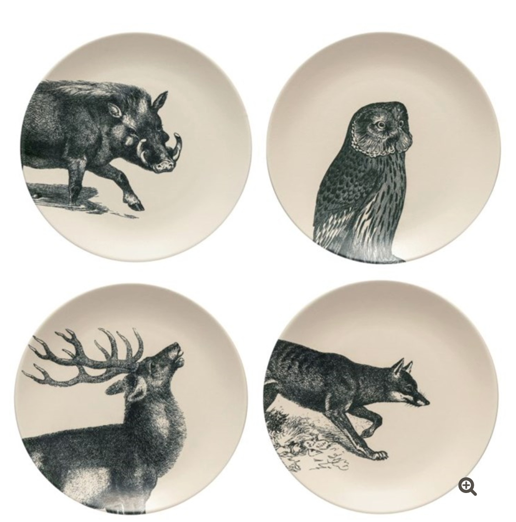 Elements Fauna Dessert Plates S/4